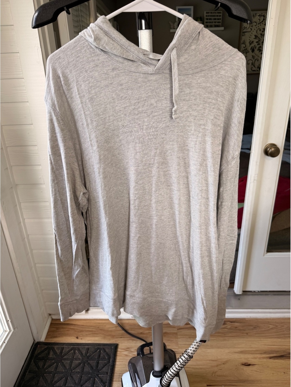 Faherty light gray hooded long sleeve top